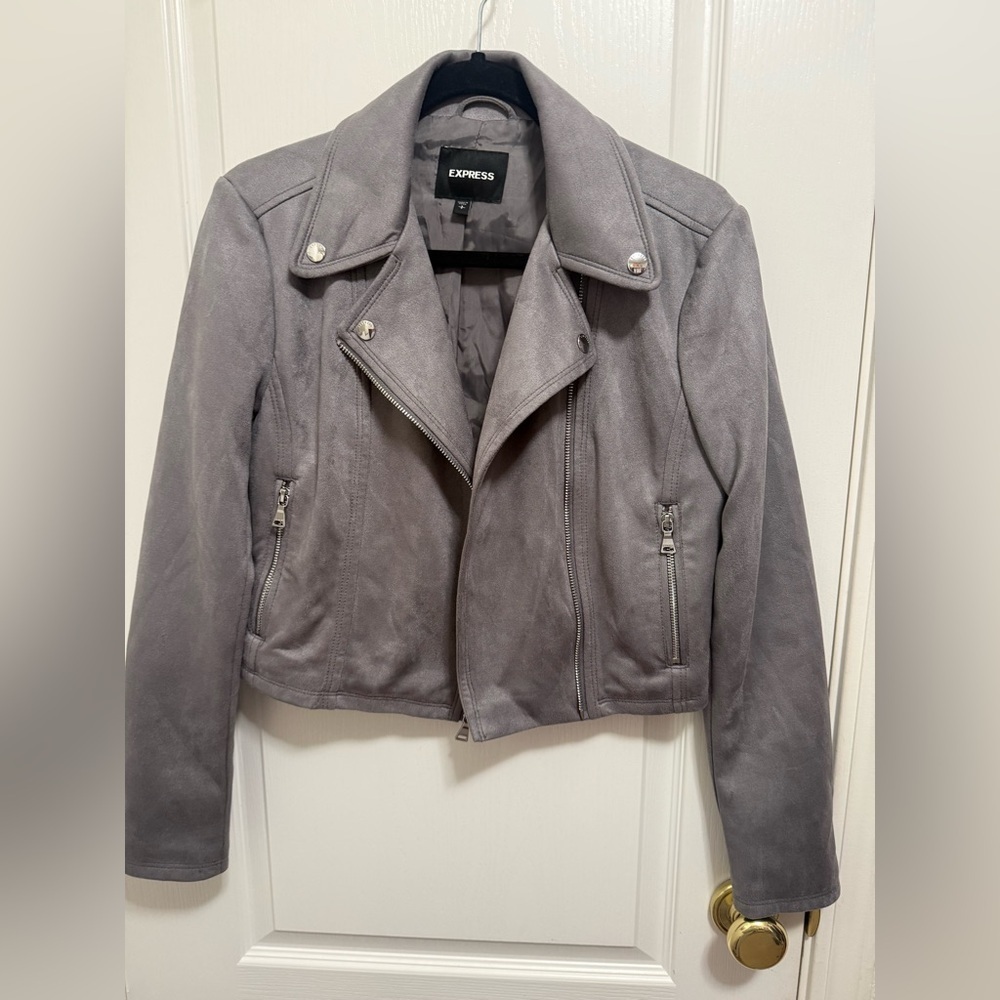 Express Women's Charcoal Leather Jacket